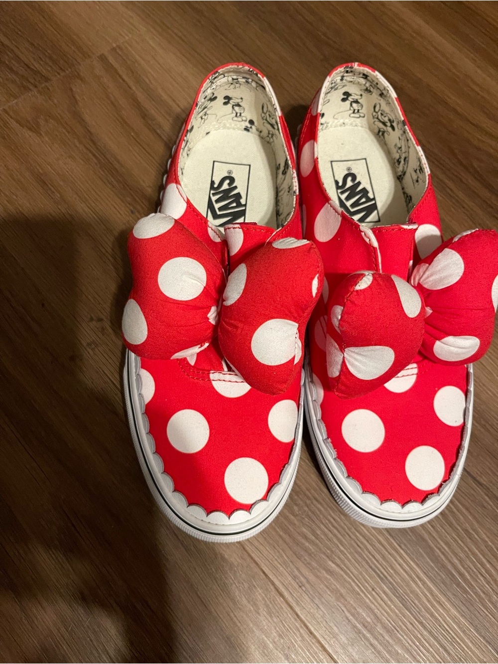Vans minnie mouse Red Polka Dot Slip-On Sneakers with Bow